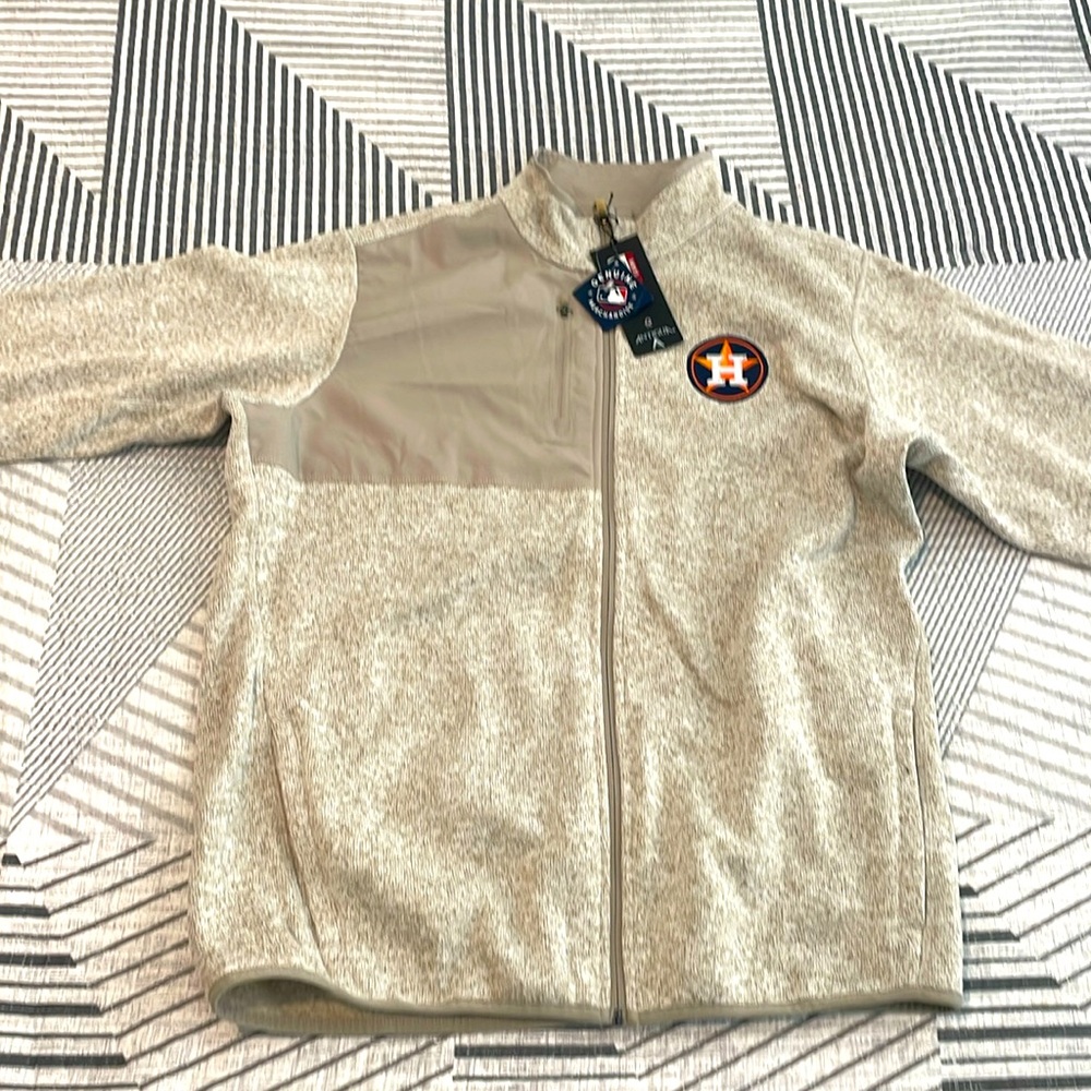 Men's Houston Astros Antigua Oatmeal Fortune Full-Zip Jacket